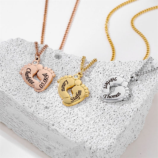 Personalisierte Baby Fußabdruck Kette mit Namen ❤️